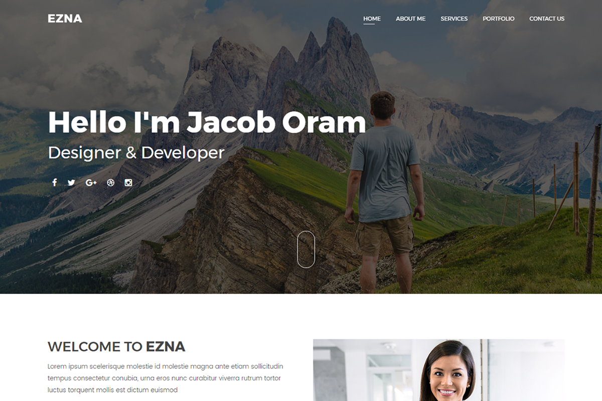 Ezna – Personal Portfolio Template, a HTML Template by HasThemes (Photo 1 of 2)