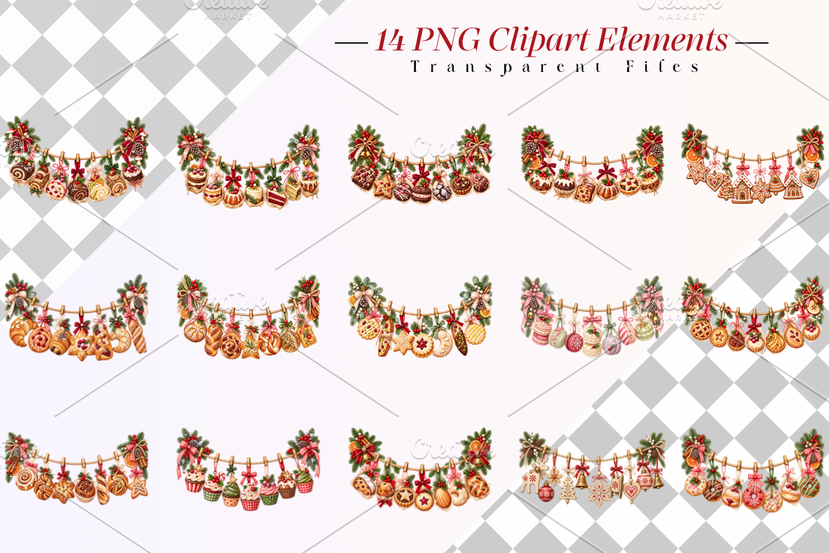 Christmas Bakery Clothesline Clipart, a Seasonal Illustration by Ink Gallery (Photo 2 of 11)