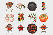 Watercolor Barbecue Clipart, a Seasonal Illustration by Design Market (Thumbnail 5 of 5)