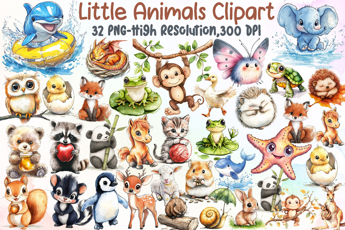 Cute Little Animals Clipart, an Illustration by Sublimation Artist (Photo 1 of 6)
