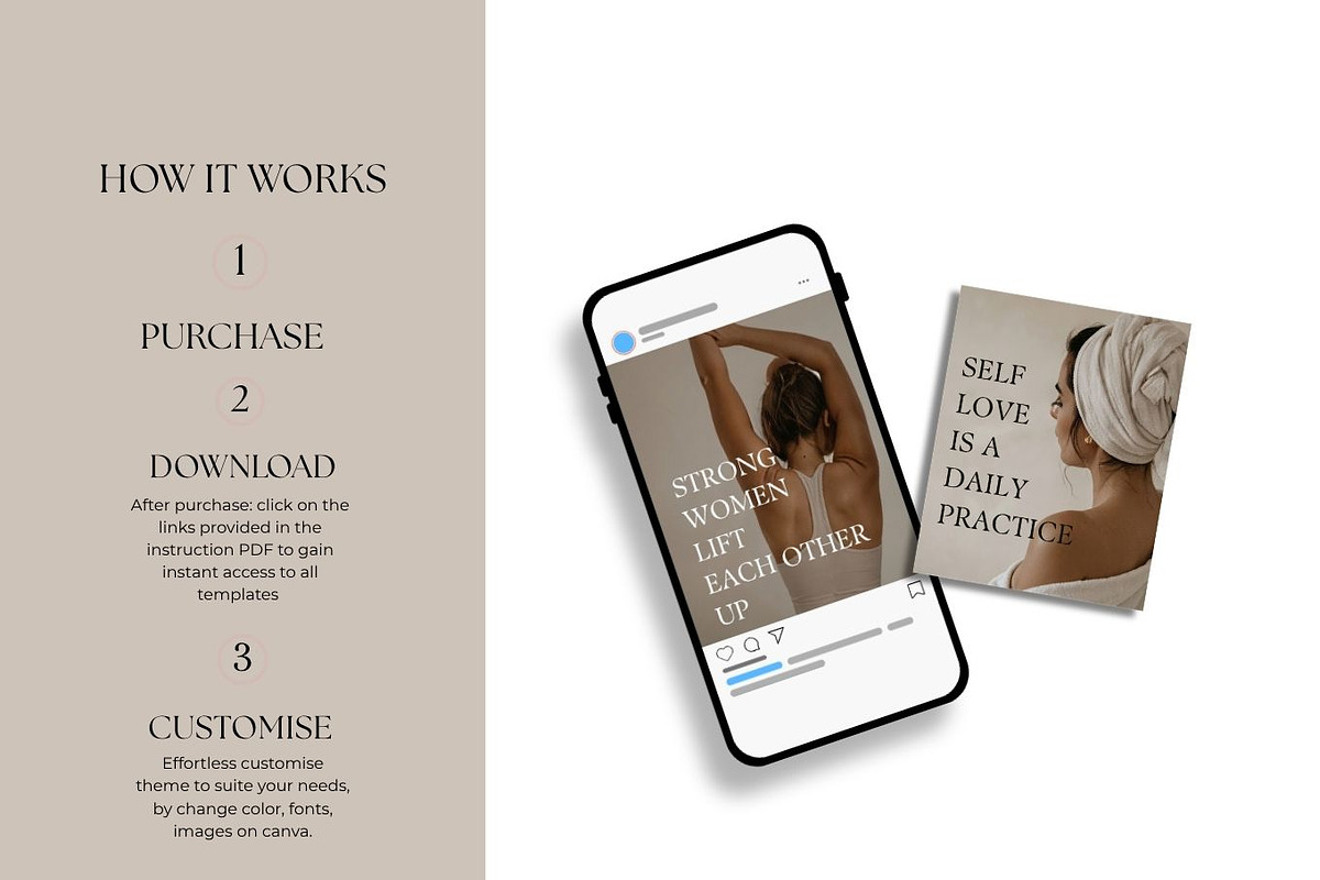 Wellness Instagram Canva Templates, a Social Media Template by Arslan (Photo 4 of 5)