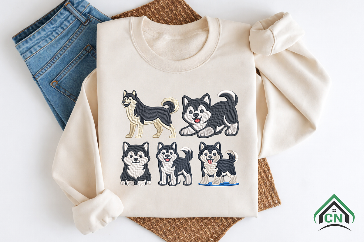 Siberian Husky Dog Embroidery, a Solid Icon by Craft Nest (Photo 3 of 6)