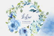 Watercolor Blue Florals Clipart Set, a Decorative Illustration by Patishop Art (Thumbnail 11 of 14)