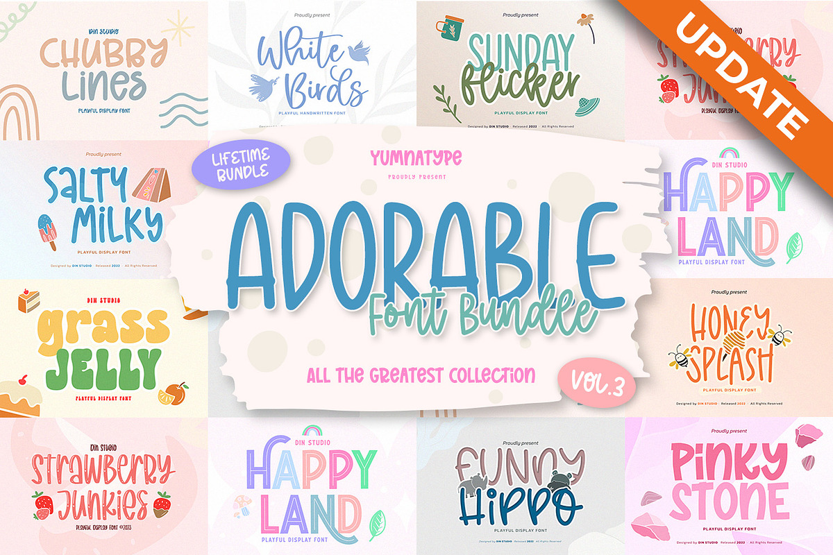 Adorable Font Bundle Vol 3, a Script Font by yumnatype (Photo 1 of 12)