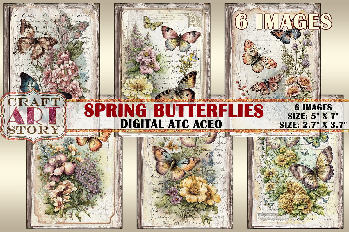 Spring butterflies card set,Collage, an Animal Illustration by CraftArtStory (Photo 1 of 3)