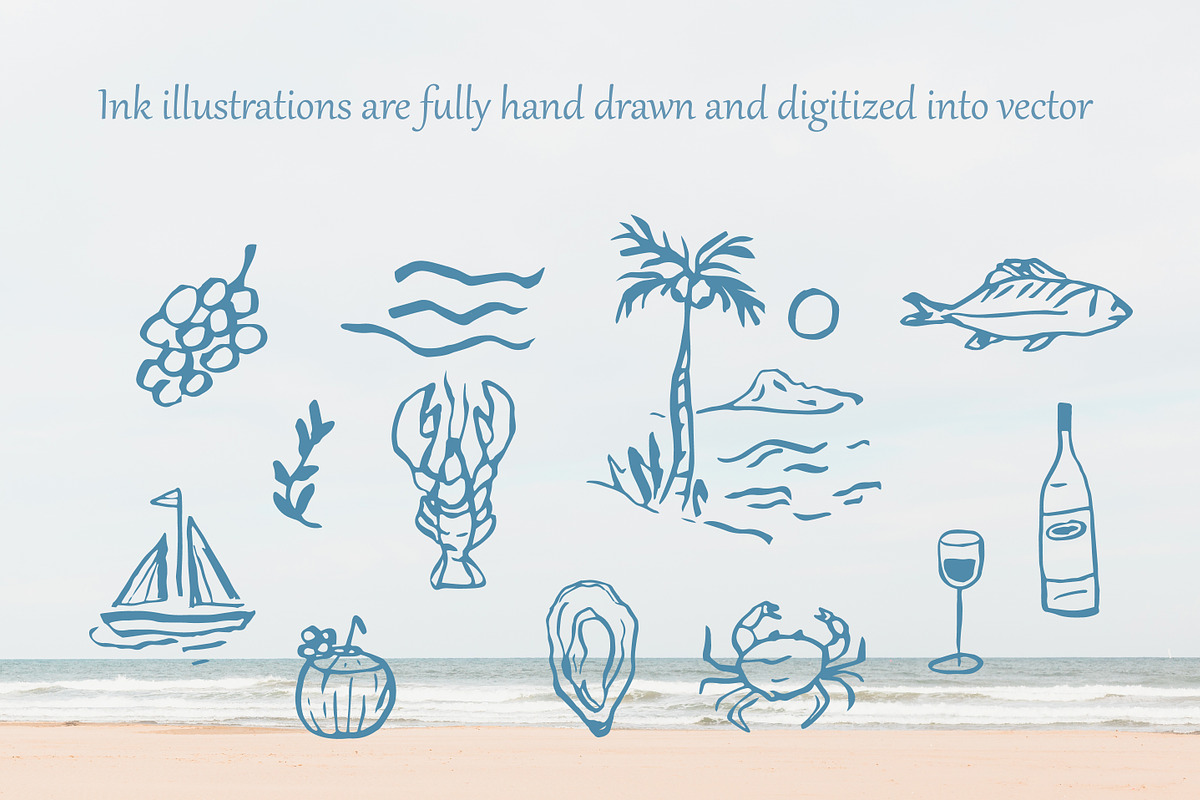 Hand drawn retro Beachy Vibes set, an Object Illustration by RaDavCrafts (Photo 6 of 12)
