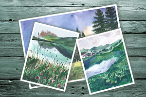 Watercolor Sketches. Mountains