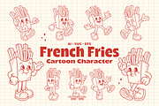 French Fries Cartoon Character, a Food Illustration by ™Creasi (Thumbnail 1 of 6)