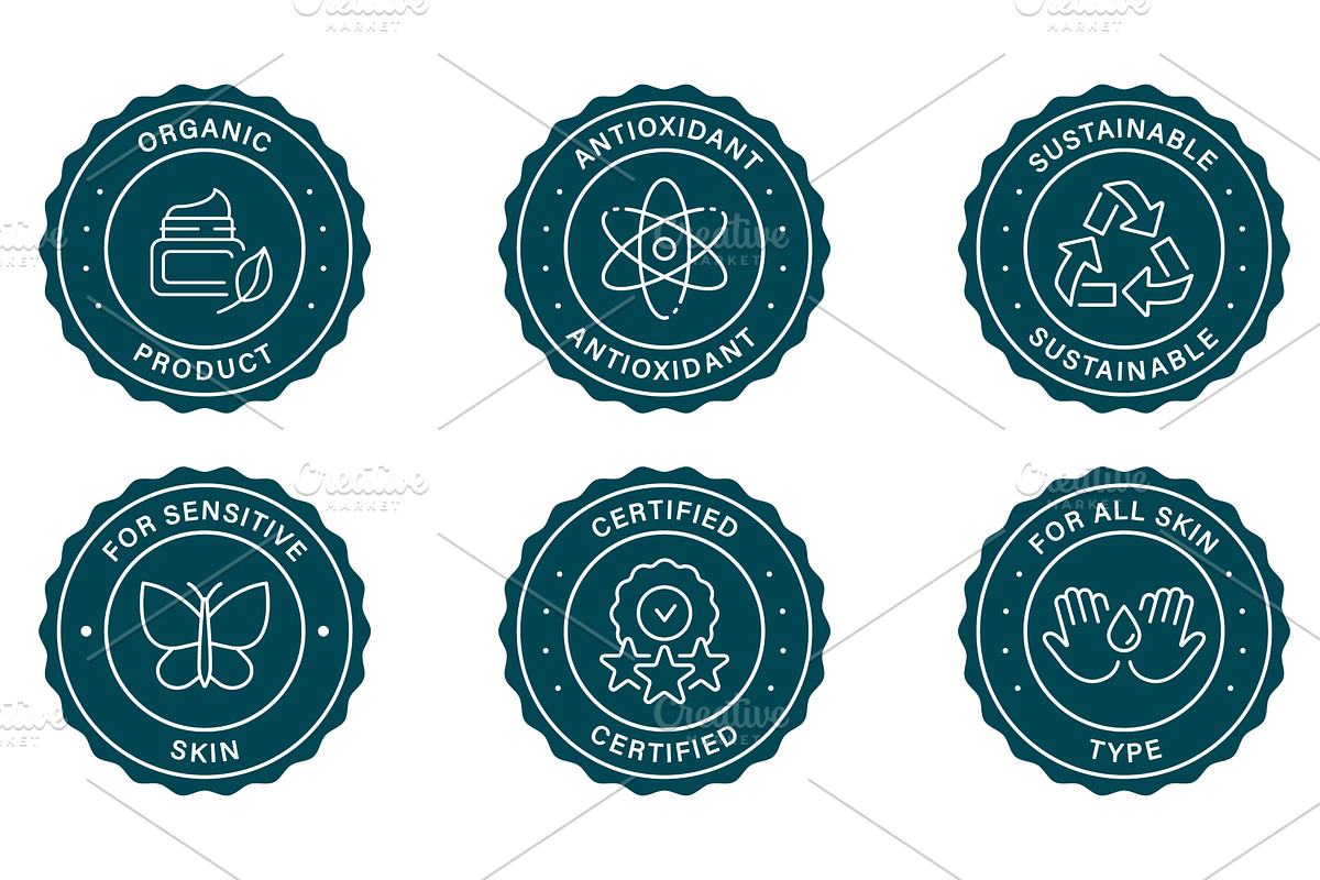 Natural Organic Product Stamp Set, a Food Illustration by Vector Creator