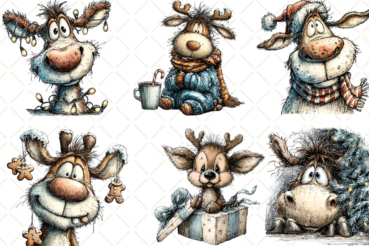 Quirky Reindeer Clipart, an Illustration by Black Bird Studio (Photo 5 of 5)
