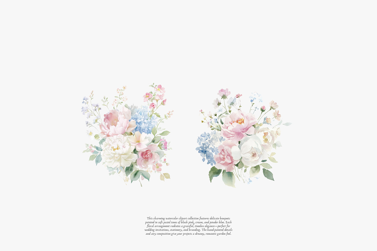 Romantic pastel floral clipart set, a Decorative Illustration by Patishop Art (Photo 5 of 9)