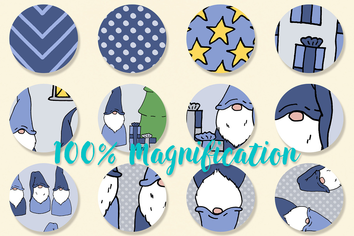 Christmas Gnome Patterns in Blue, a Pattern Graphic by Northern Whimsy Design (Photo 3 of 3)