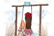 Boho Beach Scene Illustration, an Illustration by Elle P. Studio (Thumbnail 1 of 4)