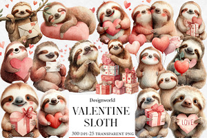 Valentine Sloth Clipart, an Illustration by Designworld