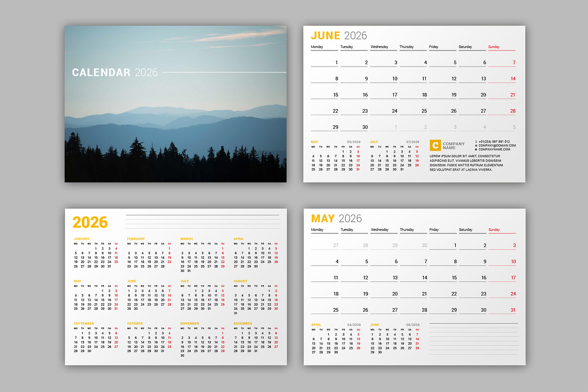 Wall Calendar 2026 (WC027-26-M), a Stationery Template by mikhailmorosin (Photo 3 of 5)