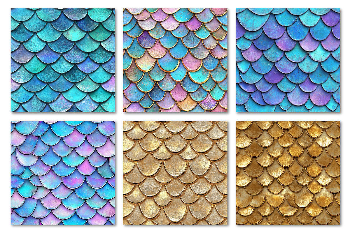 Shining Mermaid Scales Digital Paper, a Texture Graphic by Dream Creation (Photo 4 of 6)