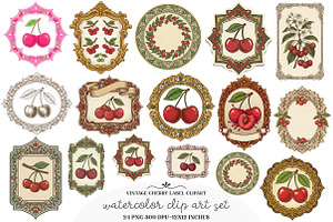 Vintage Cherry Label Printable, an Illustration by GatewayDesign