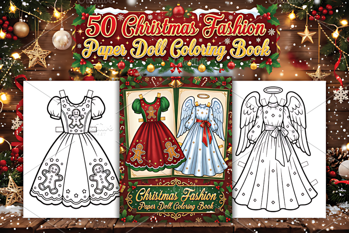 Christmas Fashion Paper Doll Book, a Seasonal Illustration by Design Station (Photo 1 of 3)