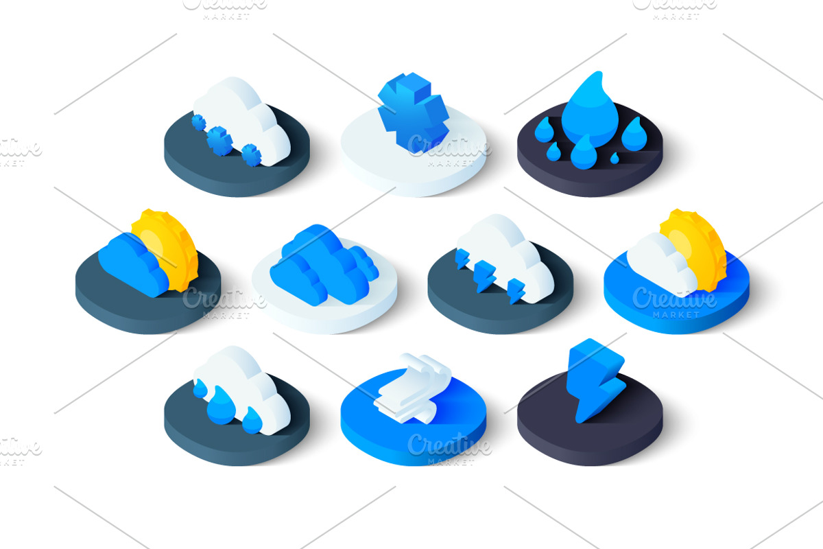 Isometric icons - Weather, an Icon by sidmaydesign (Photo 2 of 3)