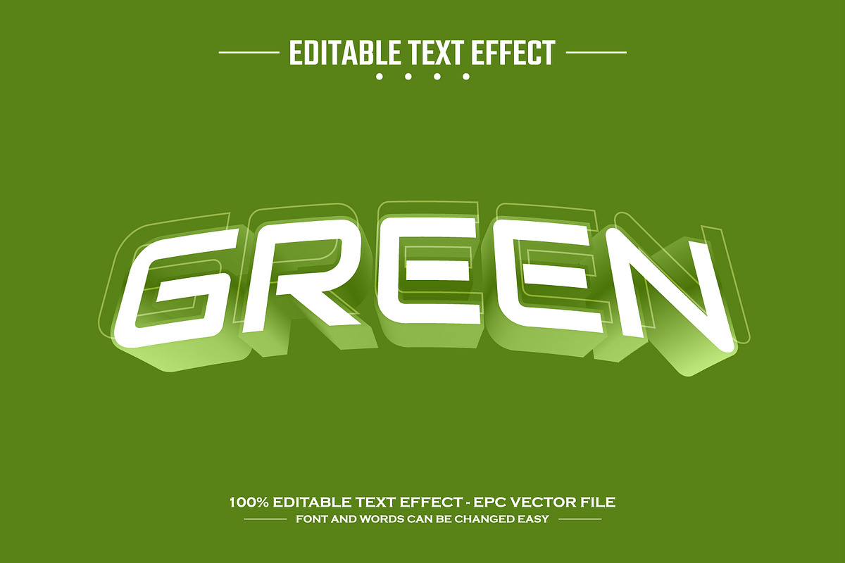 Green 3D editable text effect, a Layer Style Add-On by nicemorning
