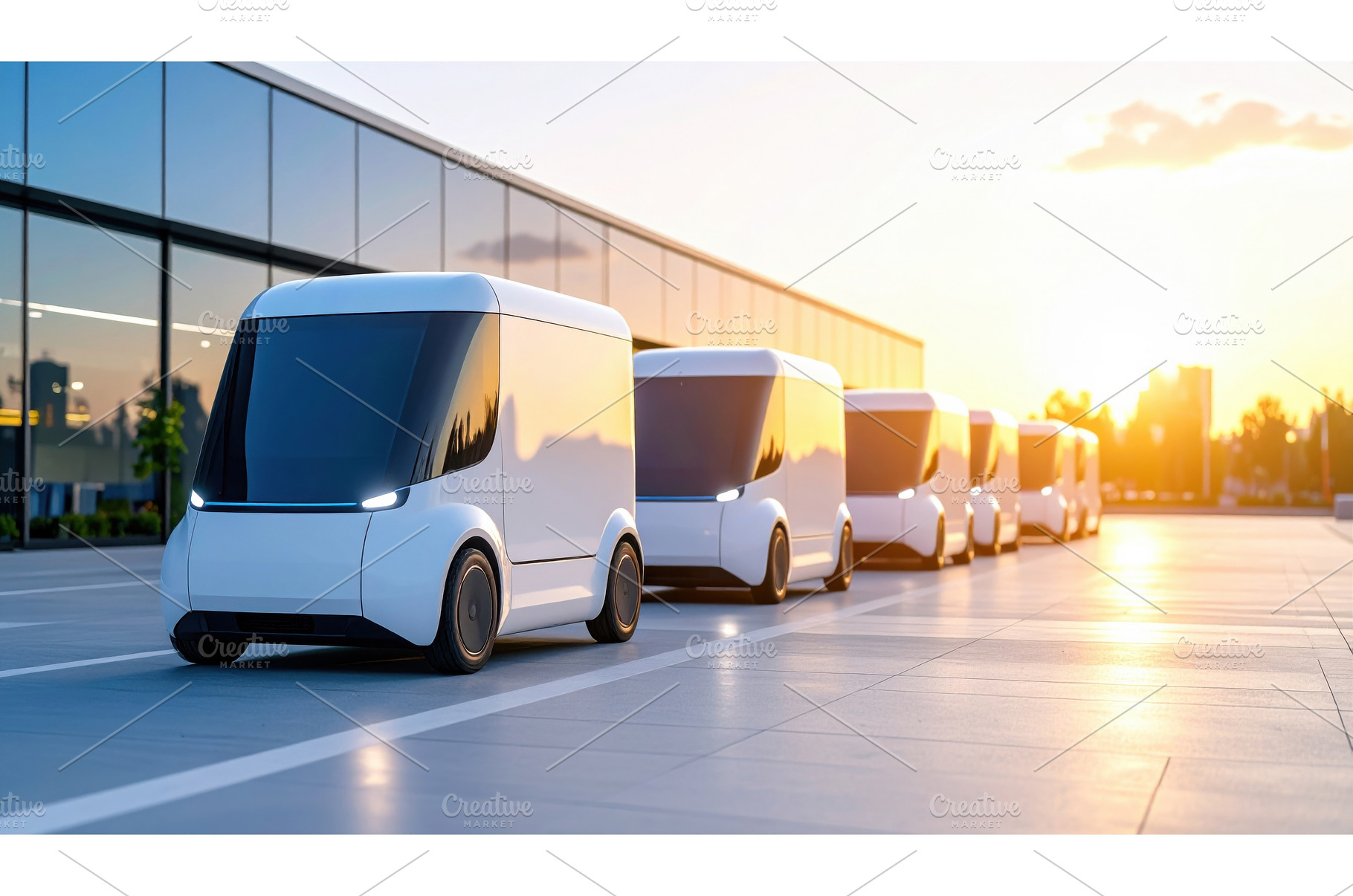 A line of futuristic autonomous, an Architecture Photo by Igor Tichonow