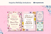 Surprise Birthday Party Invitations, a Templates & Theme by TemplateCastleStore (Thumbnail 1 of 9)