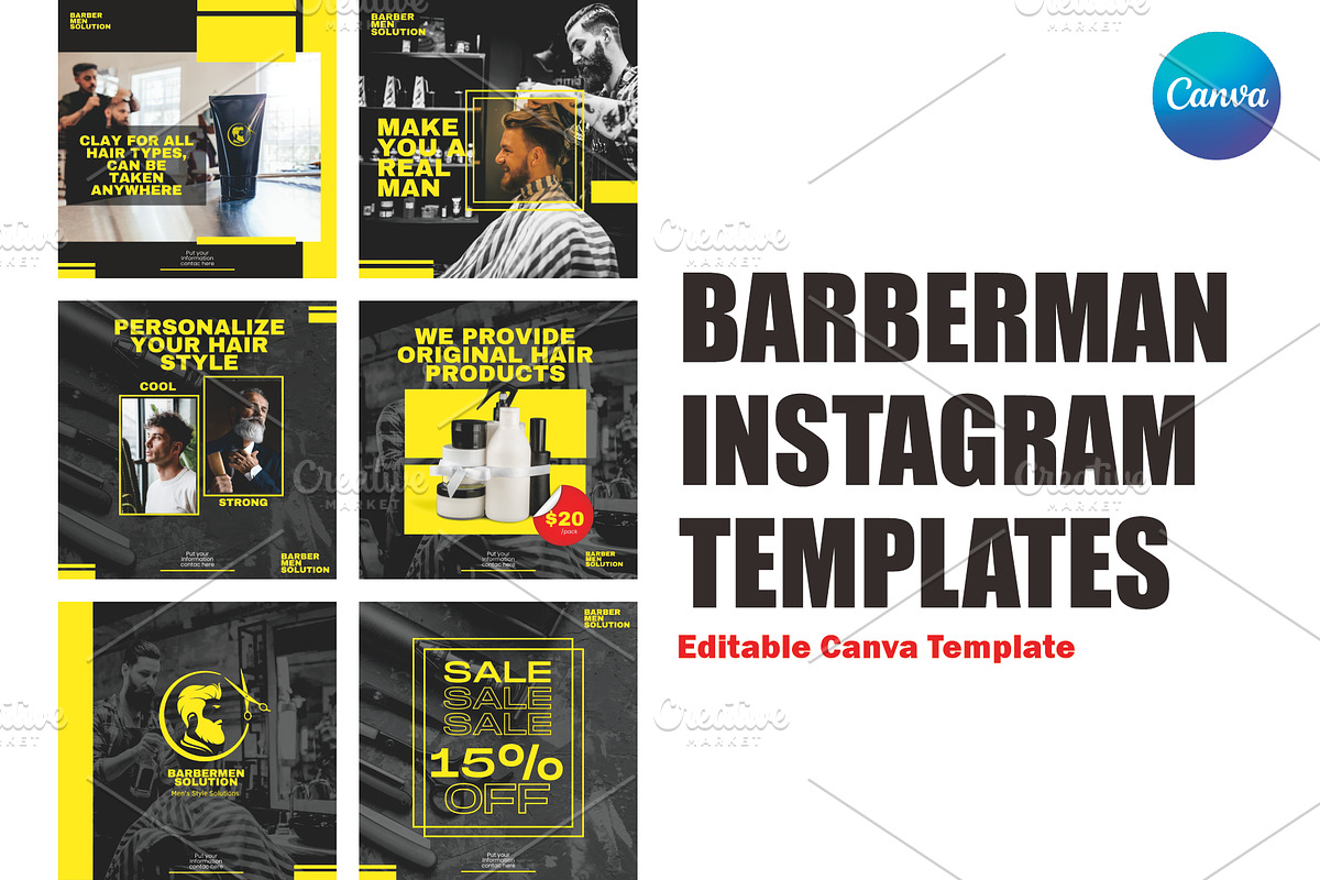 Barber Instagram Template - Canva, a Social Media Template by Null Stuido (Photo 1 of 3)