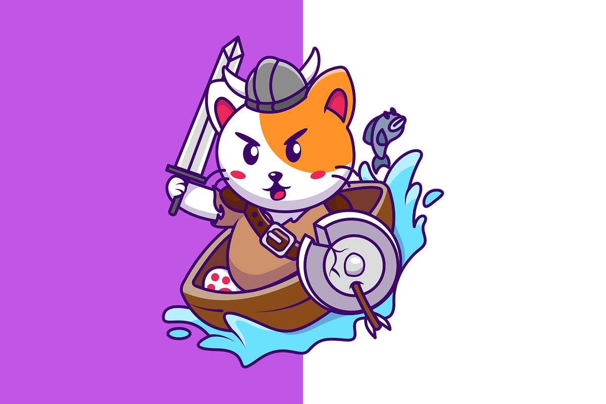 Cute Viking Cat Cartoon Vector, a Work Illustration by Artstorystudio (Photo 2 of 3)