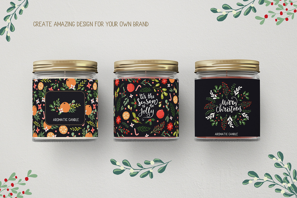 Christmas Florals Bundle, a Decorative Illustration by Cozy pattern shop (Photo 2 of 13)