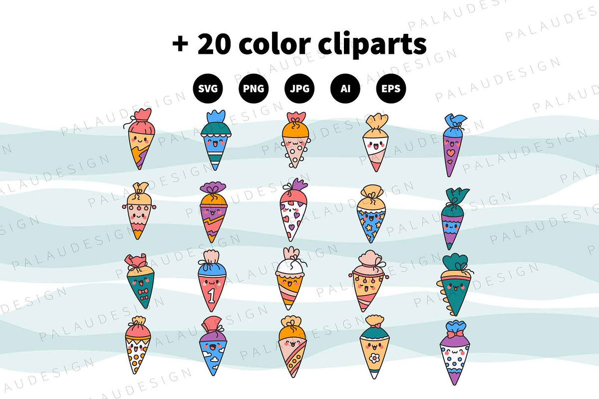 Cute Kawaii School Cones Characters, an Education Illustration by Palau (Photo 10 of 12)