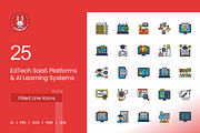 25 EdTech & AI Learning Icons., an Outline Icon by IconBunny (Thumbnail 1 of 2)