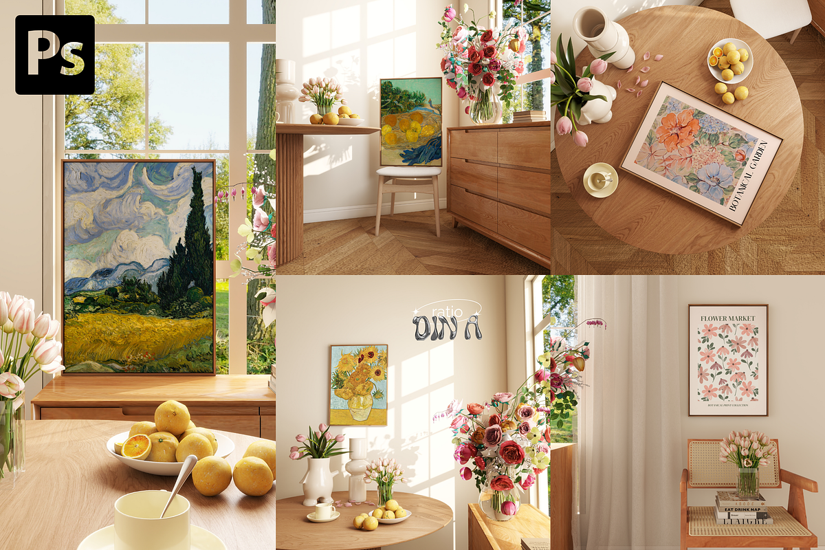 FLOWER POWER | Cottage Frame Mockups, a Poster Template by SoleilHomeMockups (Photo 2 of 10)