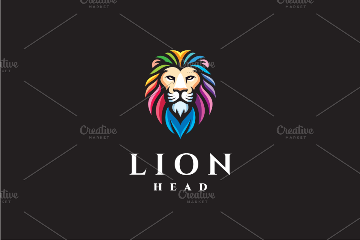 Colorful Lion Head Logo Template, a Branding & Logo Template by yopie (Photo 2 of 4)