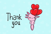 Cute Axolotl, Set Animals in Love, an Animal Illustration by ArtVarStudio (Thumbnail 3 of 3)