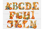 Pumpkin Alphabet Wedding Invitation, a Seasonal Illustration by GlamArtZhanna (Thumbnail 5 of 7)
