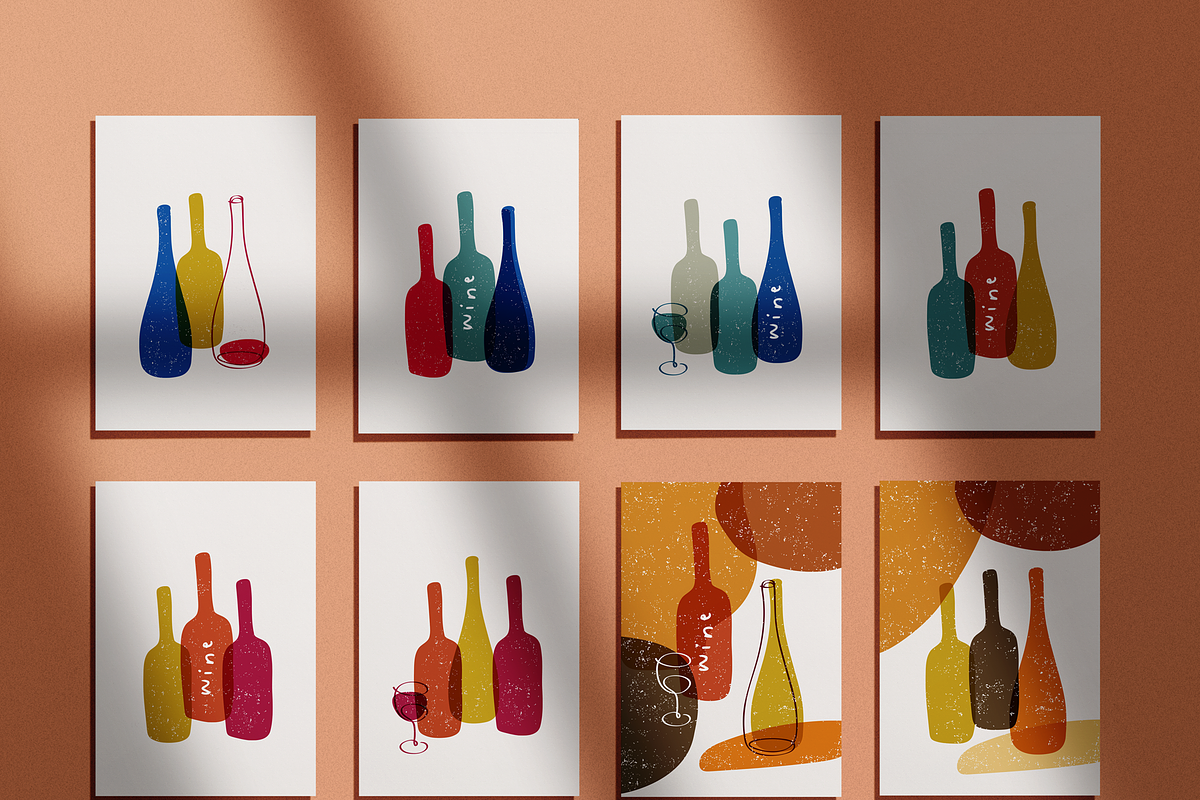 Modern wine collection, a Food Illustration by Tkoko vectors & patterns (Photo 3 of 15)