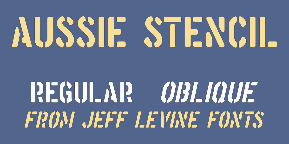 Aussie Stencil JNL, a Sans Serif Font by Jeff Levine Fonts (Photo 1 of 5)