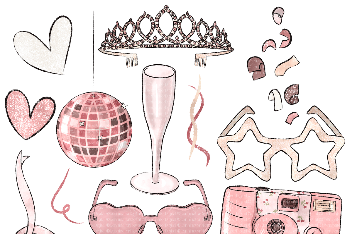 Happy Birthday Party Clipart PNG, a Decorative Illustration by Lenninator Digital (Photo 4 of 9)