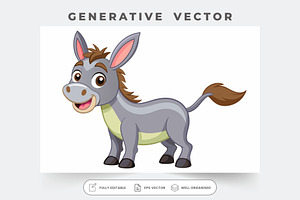 A joyful cartoon donkey stands smili, a Graphic by Iftikhar Alam