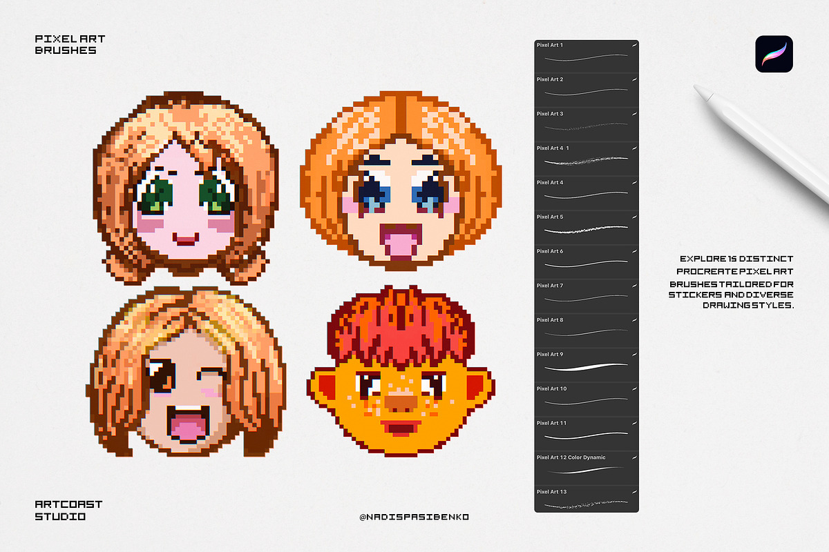 Pixel Art Procreate Brushes, a Brush Add-On by Spasibenko Art (Photo 6 of 7)