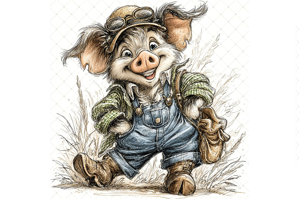Piglet In Outfit Clipart JPG, an Animal Illustration by Memories By Lea (Photo 10 of 20)