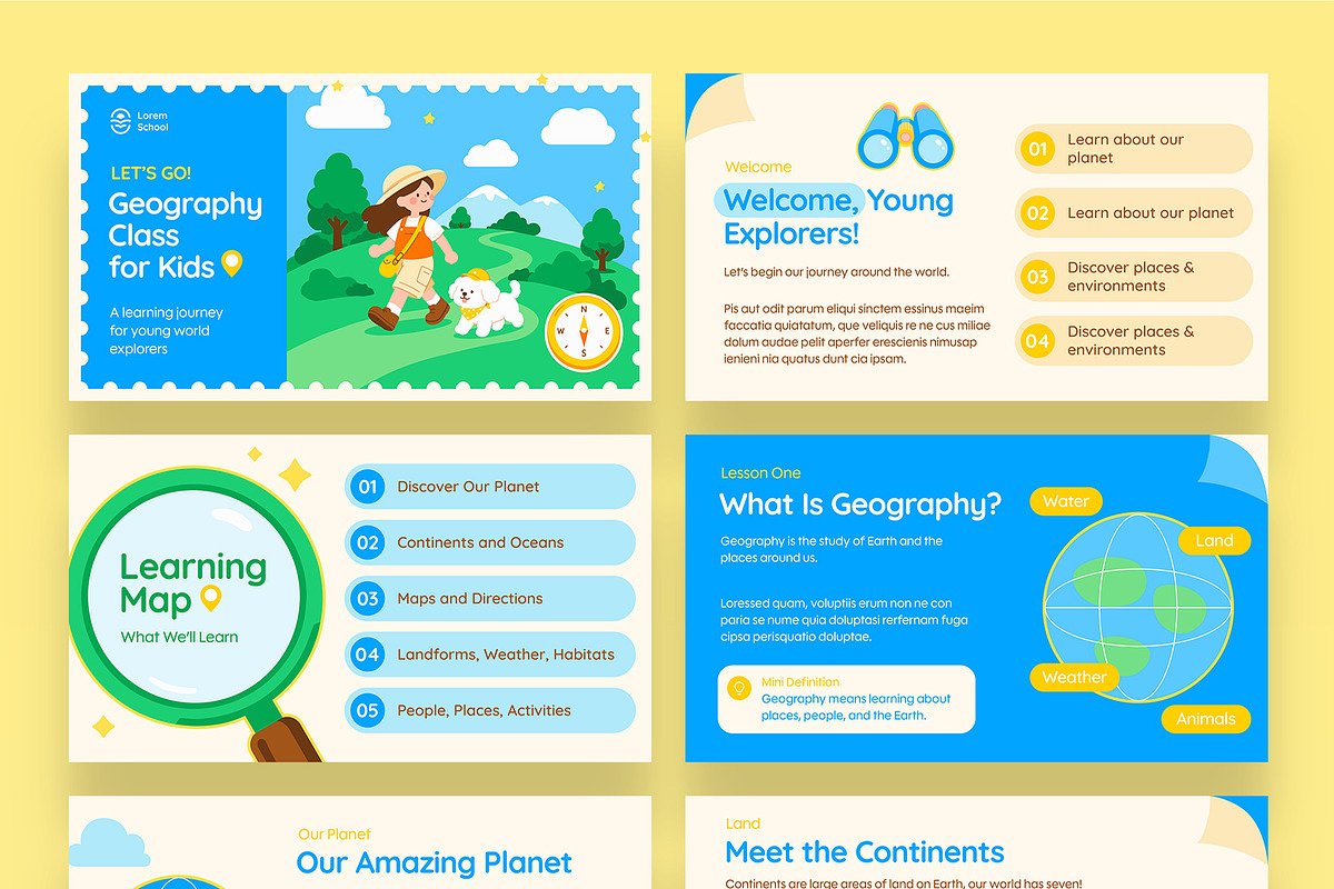 Kids Geography Presentation Template, a Presentation Template by BrandPacks