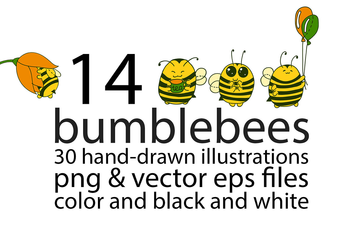 Cartoon bumblebees characters, an Illustration by Red_cat (Photo 1 of 10)