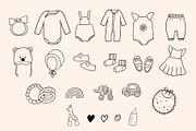 Baby line doodle set, an Object Graphic by ElenaPlatovaArt (Thumbnail 3 of 10)