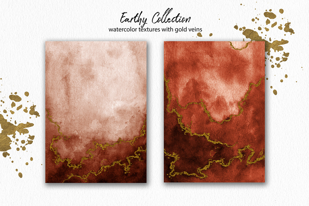 Earthy Watercolor with Gold Veins, a Texture Graphic by Marmoris.Arts (Photo 13 of 13)