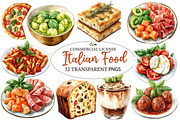 Italian Food  Watercolor clipart, an Illustration by Designworld (Thumbnail 1 of 7)