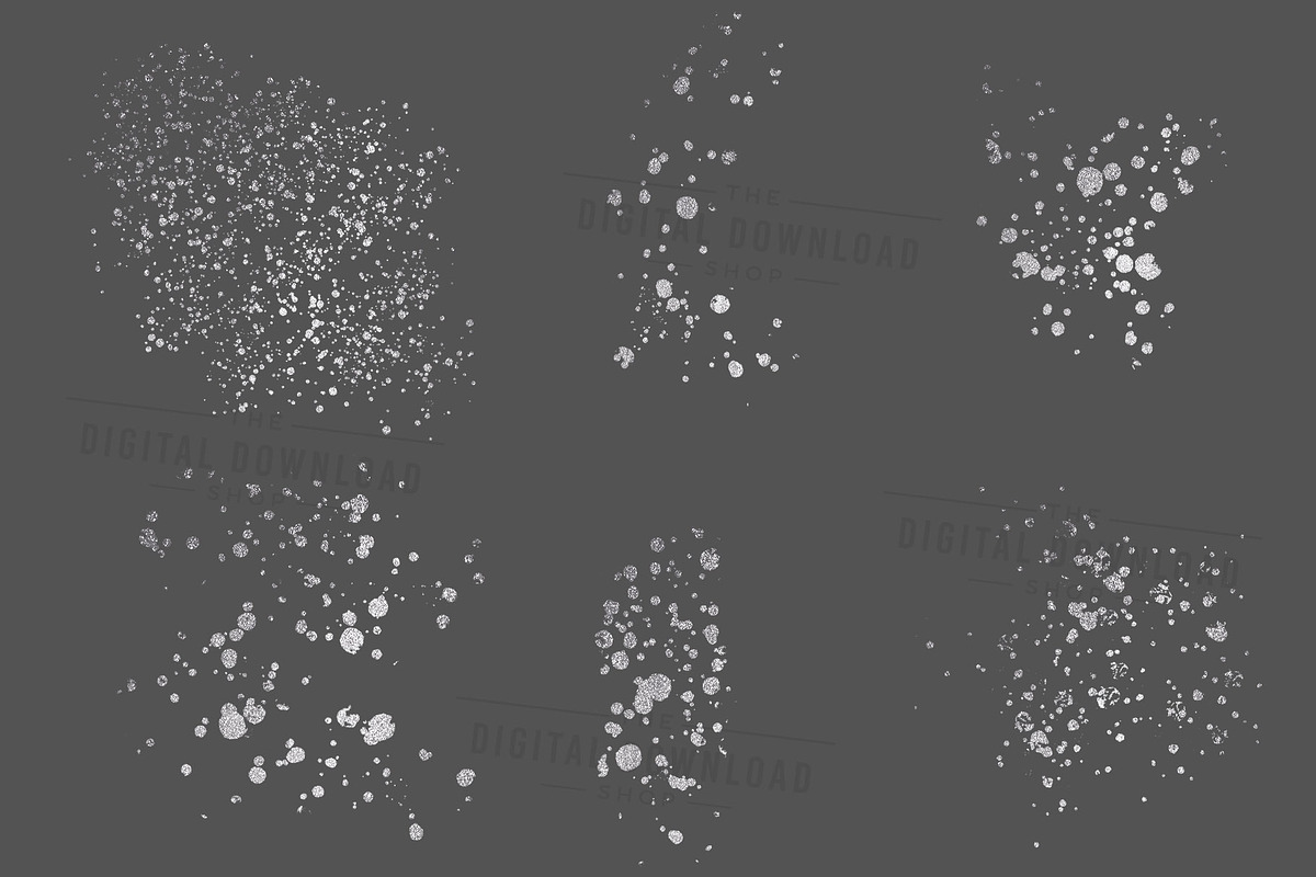 Silver Splatters Clipart, an Object Graphic by The Digital Download Shop (Photo 8 of 9)
