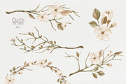 WatercolorRetroSet.FloweringBranches, an Illustration by NataliVA (Thumbnail 2 of 3)