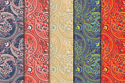5 Ethnic paisley floral patterns, a Pattern Graphic by antalogiya (Thumbnail 1 of 6)