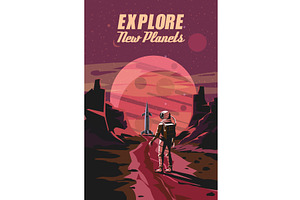 Space Rocket and alien planets, a Transportation Illustration by Vector_Up